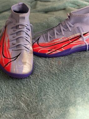 Nike Kids Mercurial Indoor Soccer Shoes - Lilac with Pink Accents